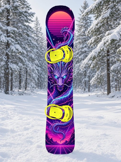 Neon Laser Mane Dragon snowboard wrap