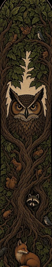 Owl Tree Woodcut flat artwork