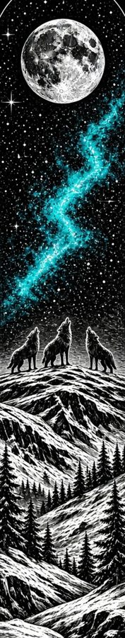 Woodcut Wolf Pack flat artwork