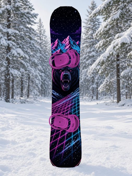 Neon Grizzly snowboard wrap