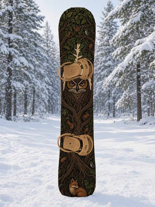 Owl Tree Woodcut snowboard wrap