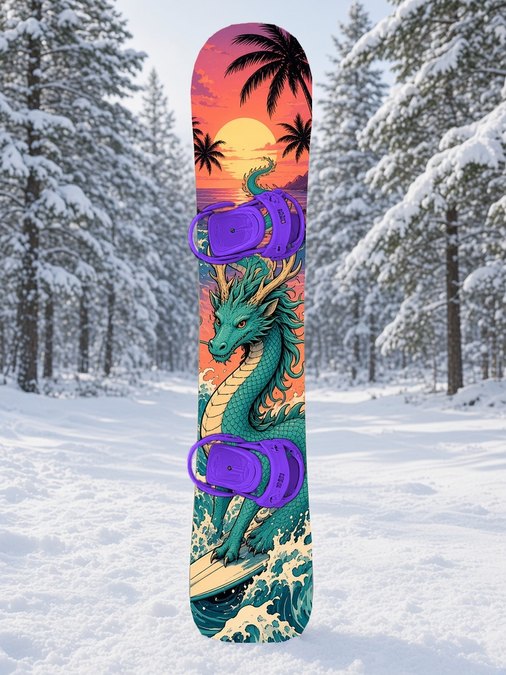 Sunset Surf Sea Dragon snowboard wrap