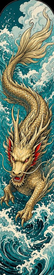 Koi Dragon Waves flat artwork