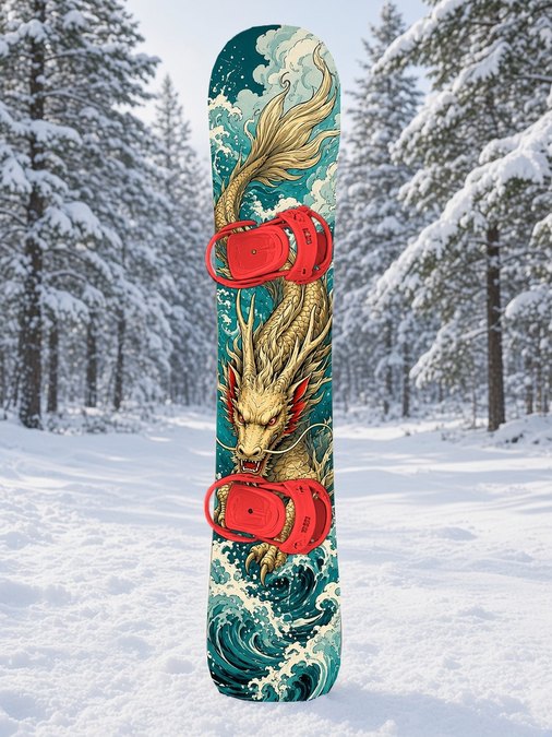 Koi Dragon Waves snowboard wrap
