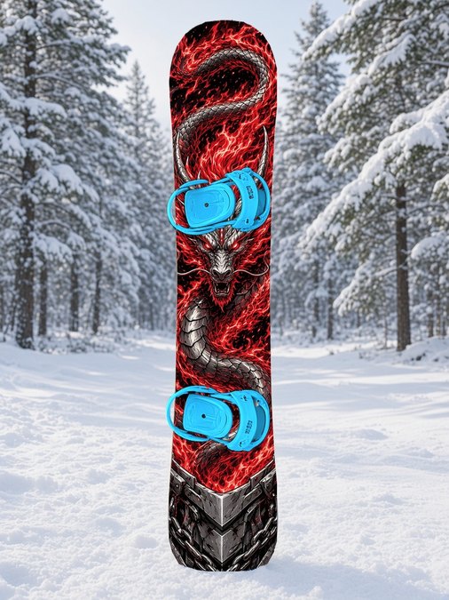 Chrome Flame Dragon snowboard wrap