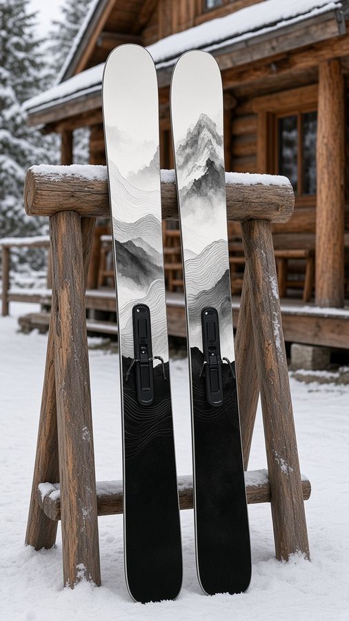 Ink Ridge wrap on a pair of skis