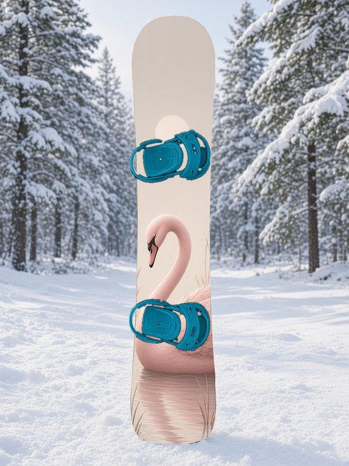 Dusty Rose Swan Spirit snowboard wrap