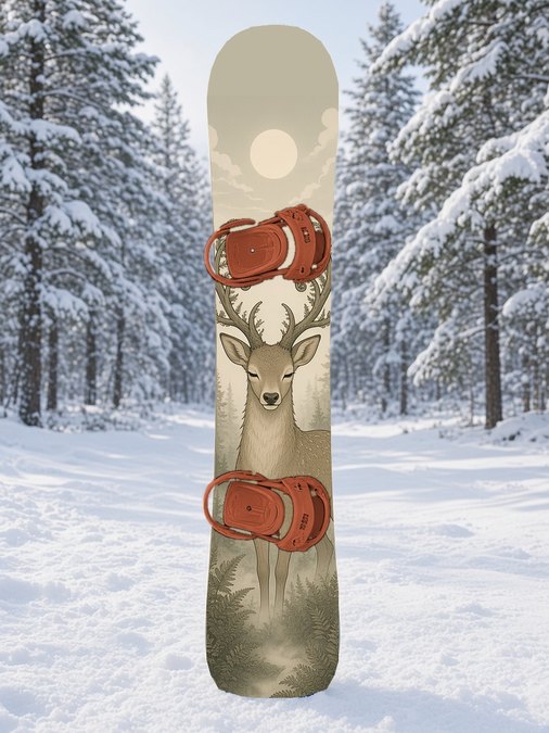 Quiet Fern Deer Spirit snowboard wrap