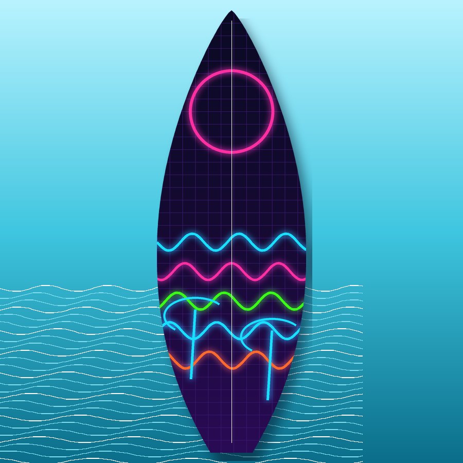 Neon Summer surfboard wrap