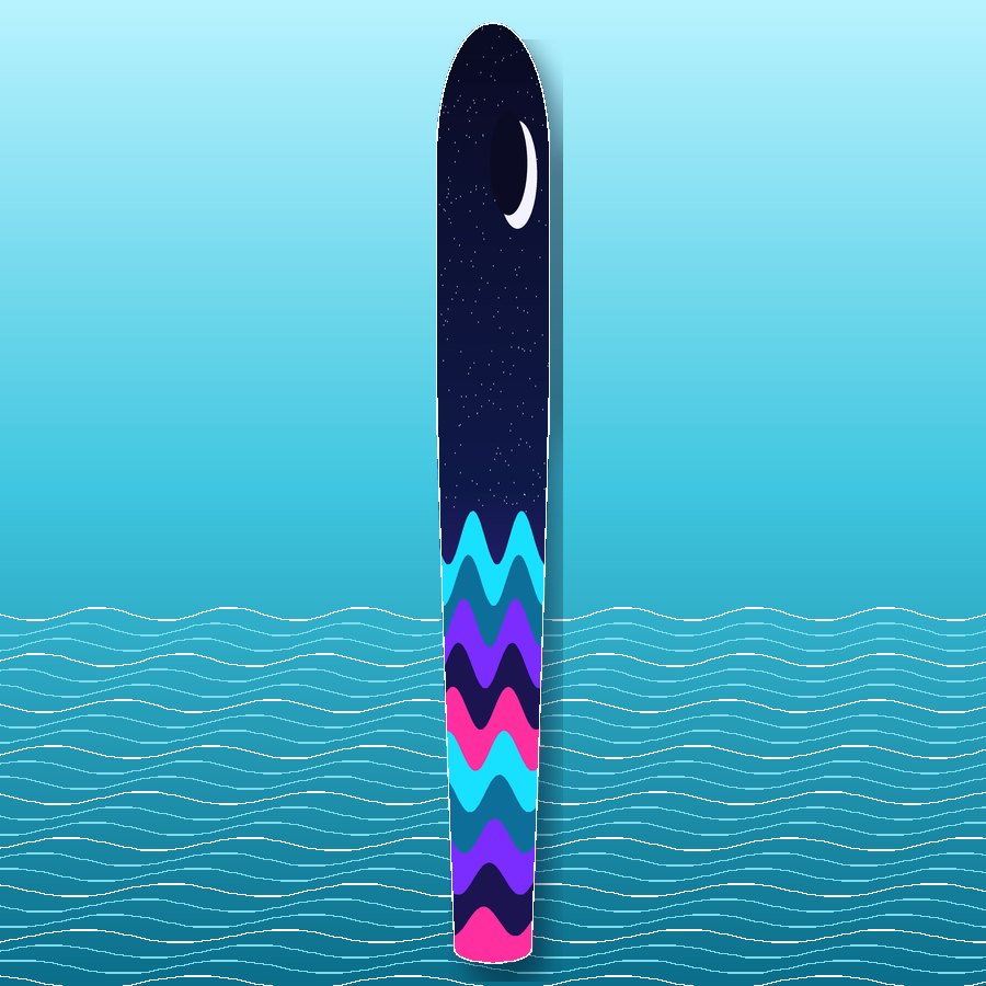 Night Surf slalom ski wrap