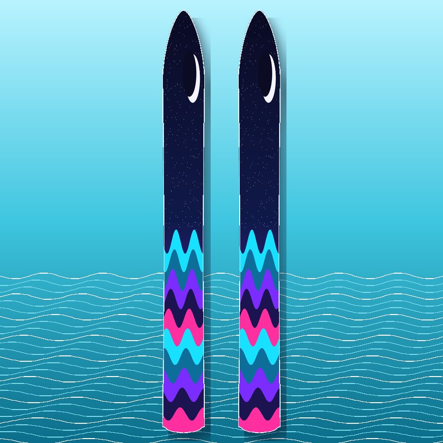 Night Surf water ski pair wrap
