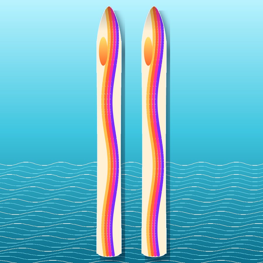 Retro Beach water ski pair wrap