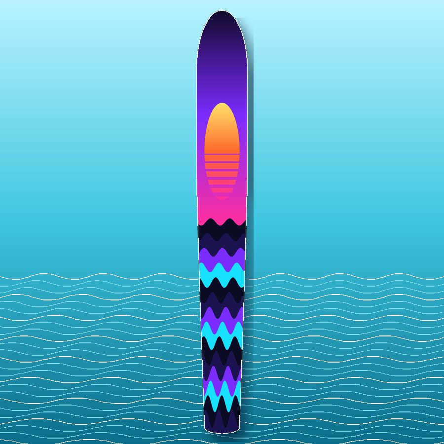 Sunset Swell slalom ski wrap